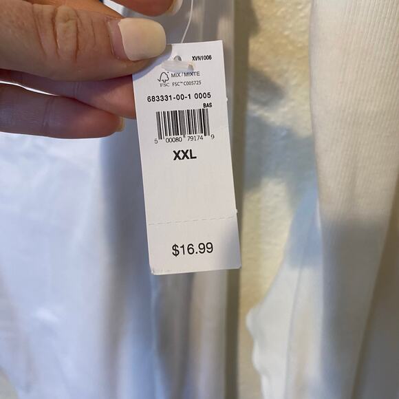 Bundle Lot Of Two White Tops - Gap Ribbed Tank & Old Navy Ribbed Bodysuit Sz XXL - Picture 6 of 7